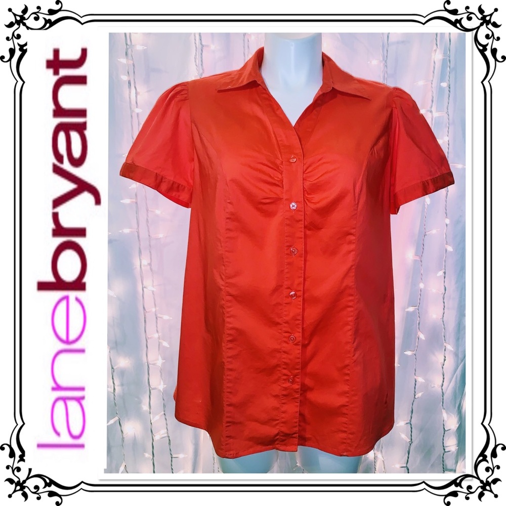 LANE BRYANT ⭐️ Salmon Button Down Casual Blouse